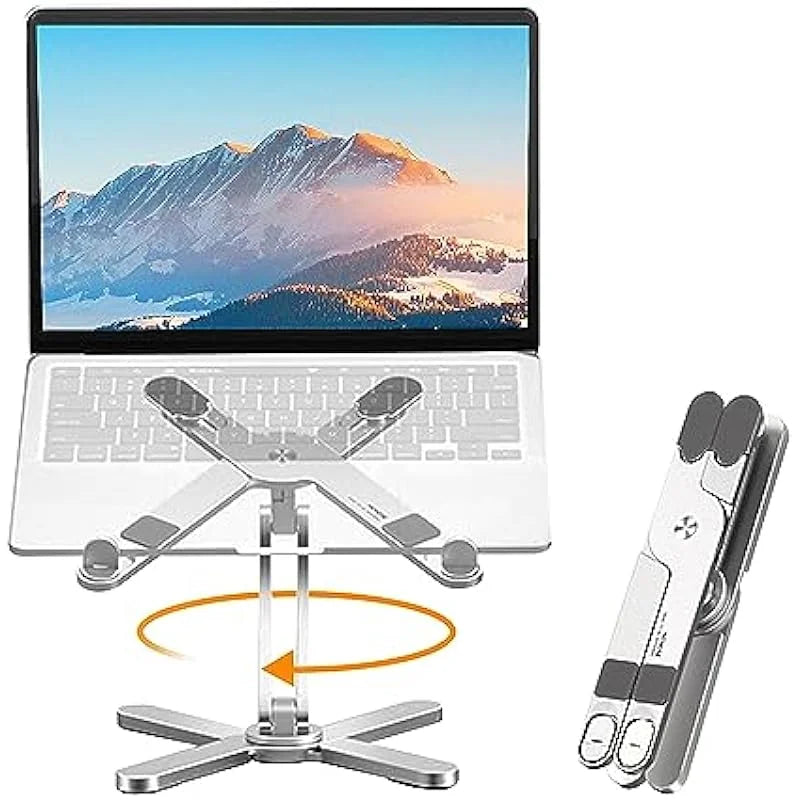 Laptop Stand with 360 Rotating Base, Computer Notebook Laptop Riser Metal Holder for Desk Collaborative Work, Fits All Macbook